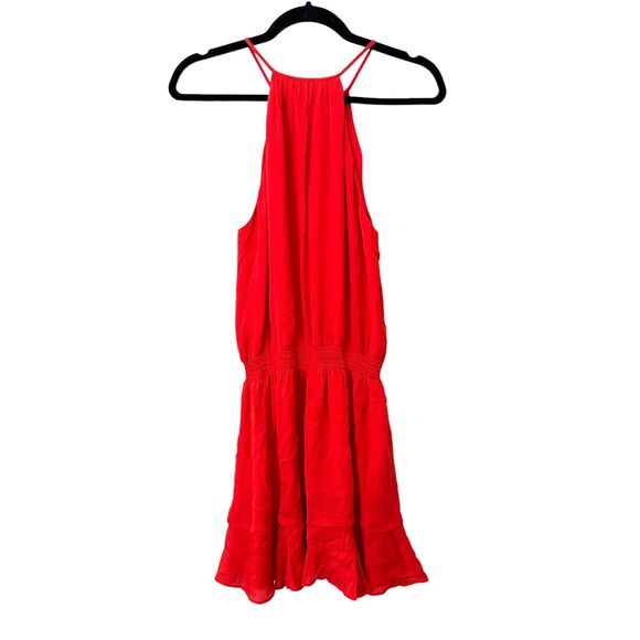 PARKER Williame‎ Silk Halter Mini Dress Red Sz Medium - Picture 3 of 5